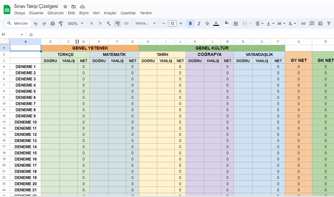  2025 KPSS Deneme Takip Çizelgesi - Uğur Can ÖZEN Motiv 