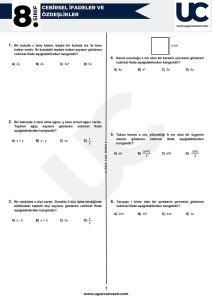 8. Sınıf Cebirsel İfadeler Testi Sayfa 1