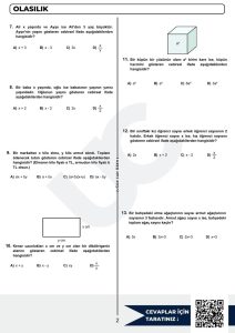 8. Sınıf Cebirsel İfadeler Testi Sayfa 2